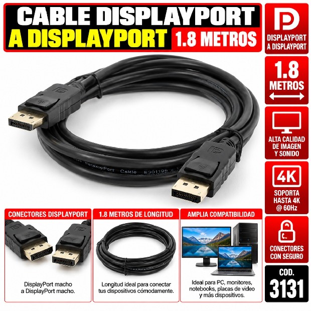 &ua   CABLE DISPLAYPORT A DISPLAYPORT 1.8 MTS (3131)